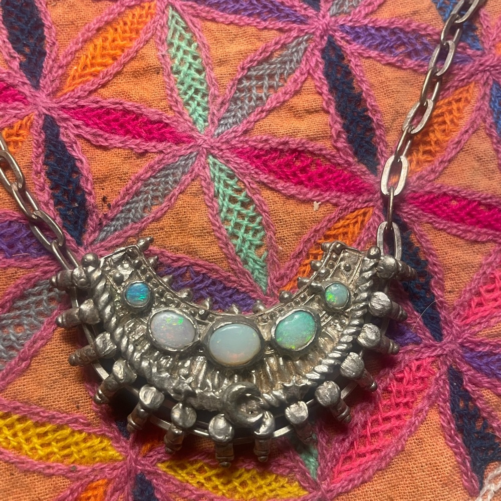 Millie Savage Silver and Opal Statement Necklace